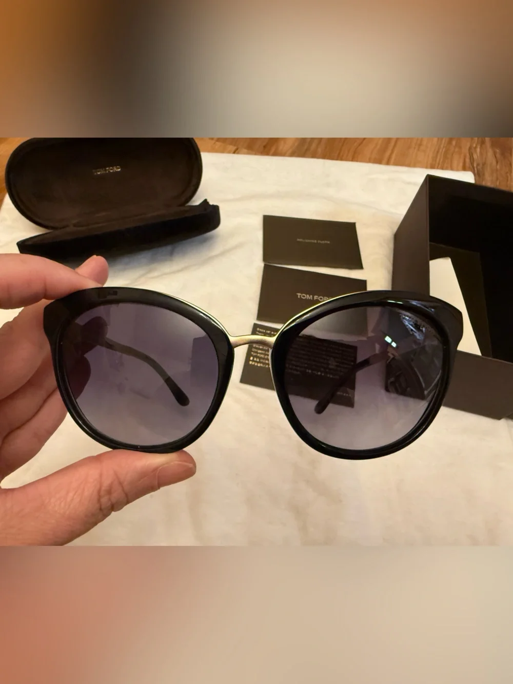 Tom Ford Emma Black Frame Sunglasses with Gray Gradient Lenses